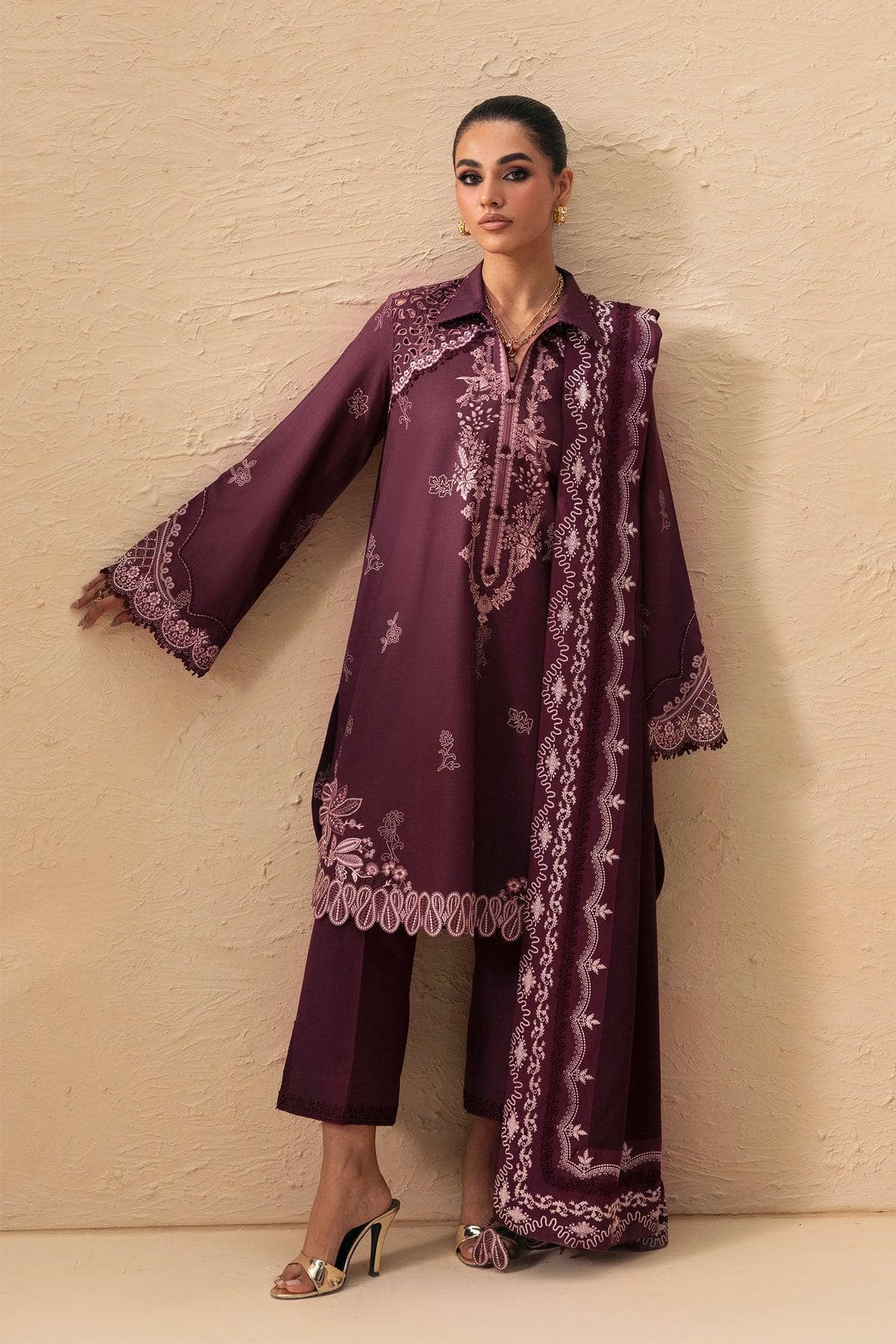 Qalamkar Q Print Winter 26/QPW-02 (B) Veena