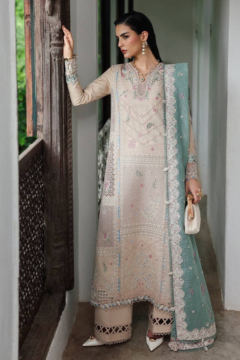 Qalamkar Winter Pakistani Suits Restocked/Qalamkar Q Line Linen 25/Whisper/KL 07