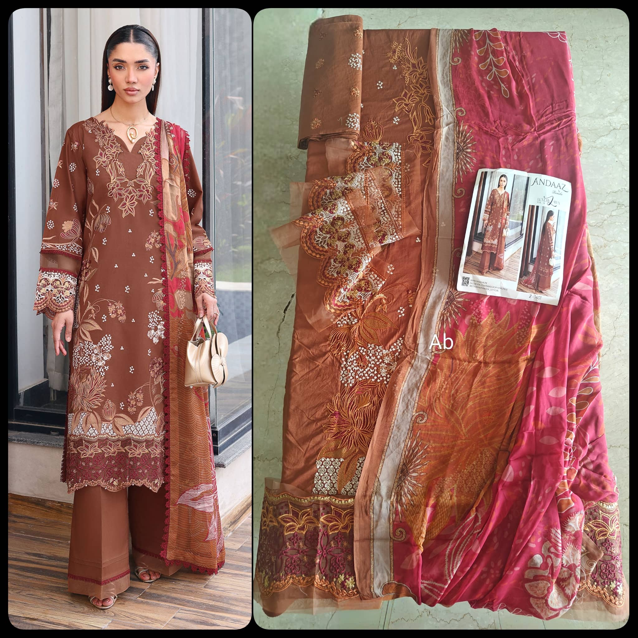 Open Pic/Ramsha Andaz Lawn 26/Z1401/Chiffon Dupatta
