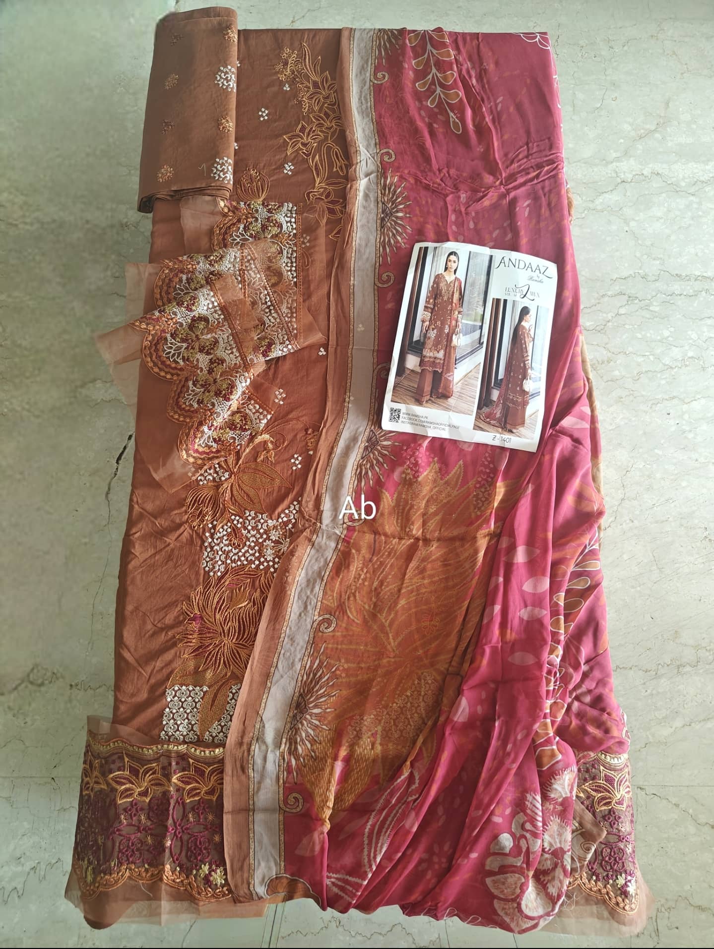 Sale‼️Open Pic/Ramsha Andaz Lawn 26/Z1401/Chiffon Dupatta