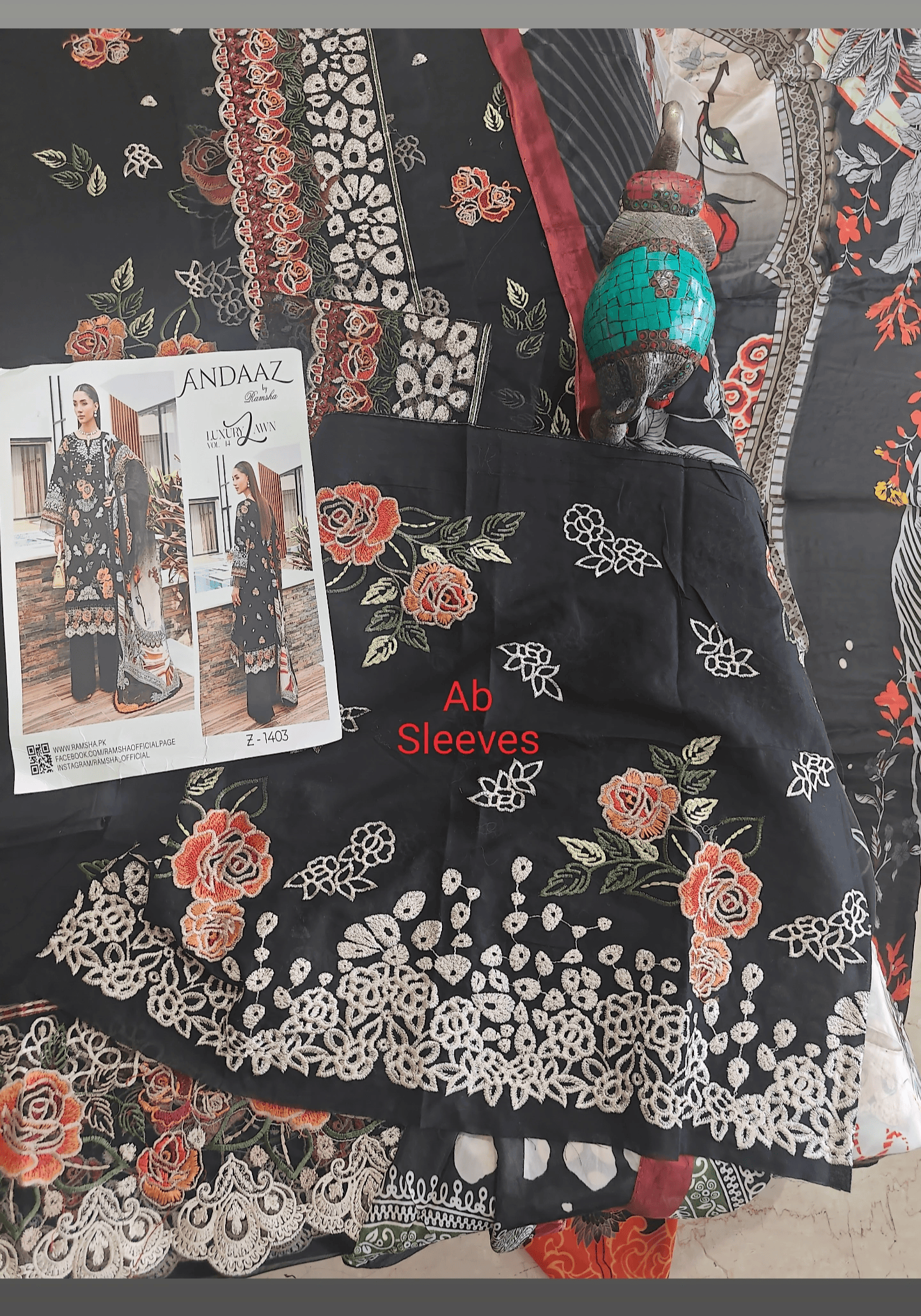 Sale‼️Open Pic/Ramsha Andaz Lawn 26/Z1403/Silk Dupatta