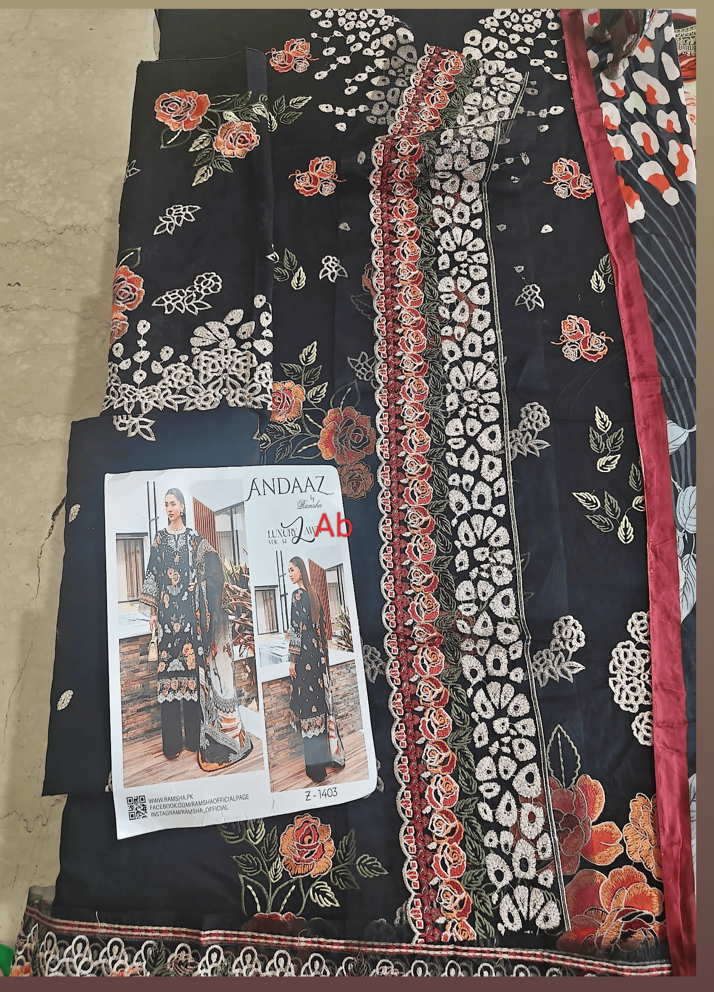 Sale‼️Open Pic/Ramsha Andaz Lawn 26/Z1403/Silk Dupatta