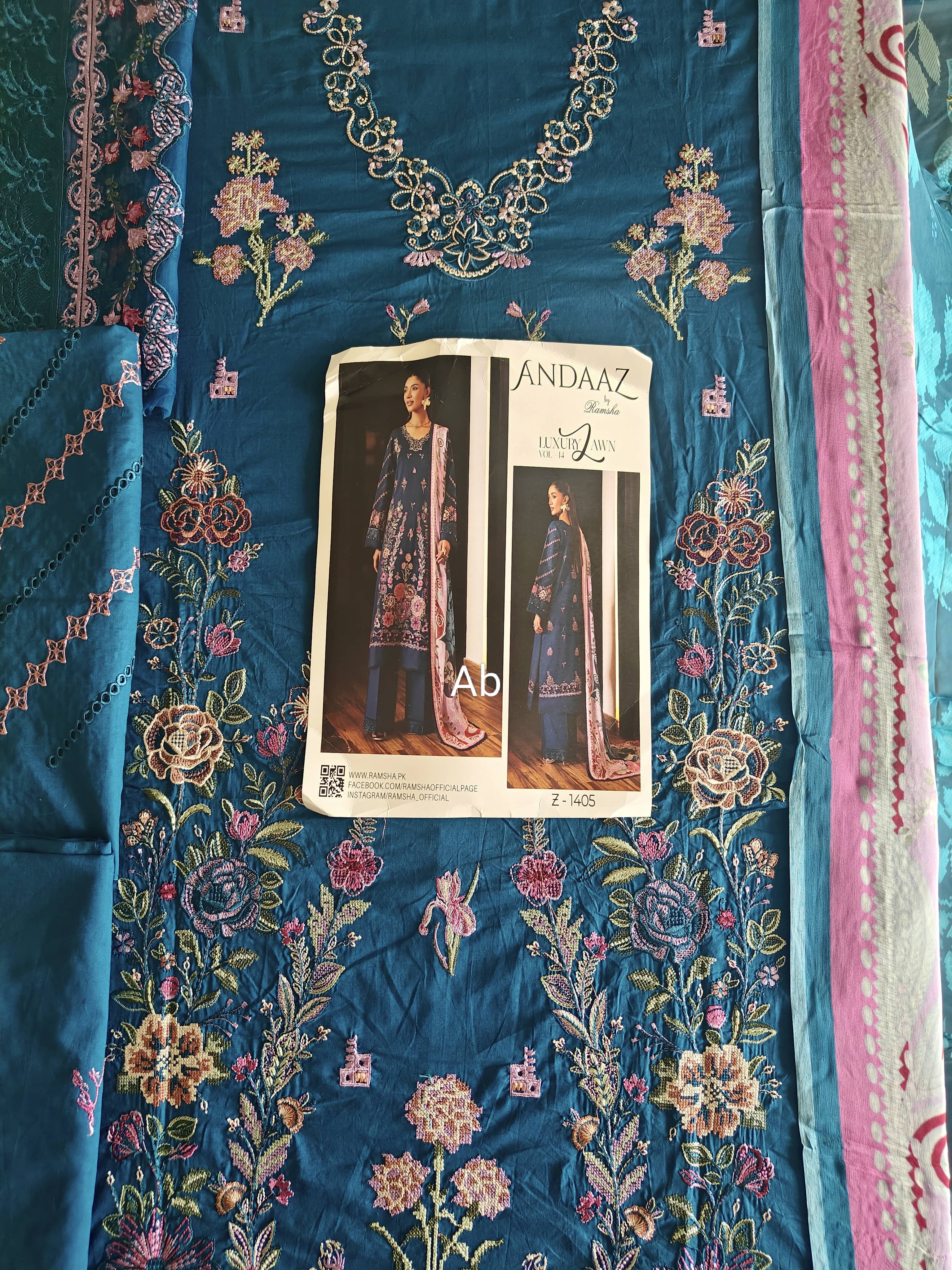 Sale‼️Open Pic/Ramsha Andaz Lawn 26/Z1405/Chiffon Dupatta