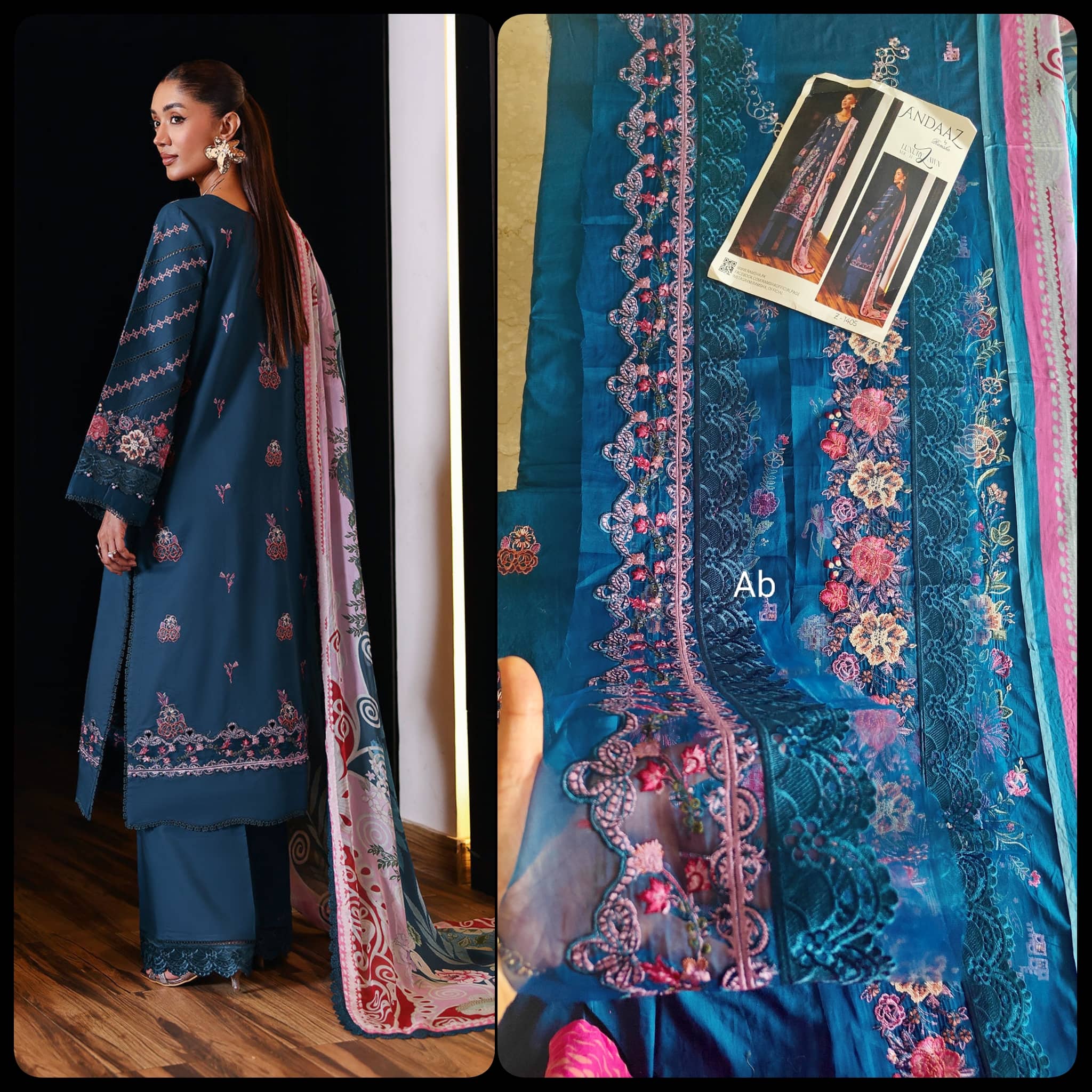 Sale‼️Open Pic/Ramsha Andaz Lawn 26/Z1405/Chiffon Dupatta