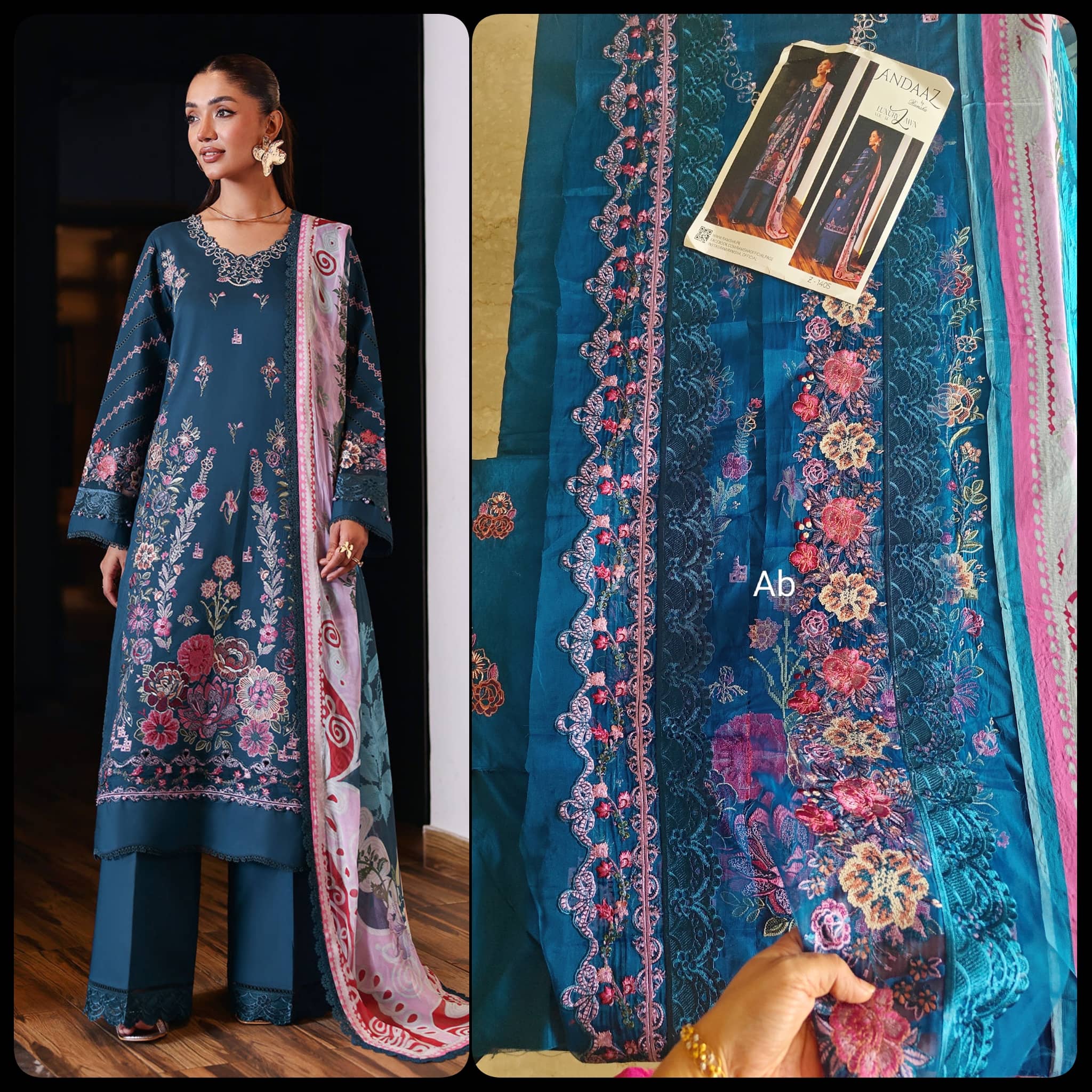 Sale‼️Open Pic/Ramsha Andaz Lawn 26/Z1405/Chiffon Dupatta