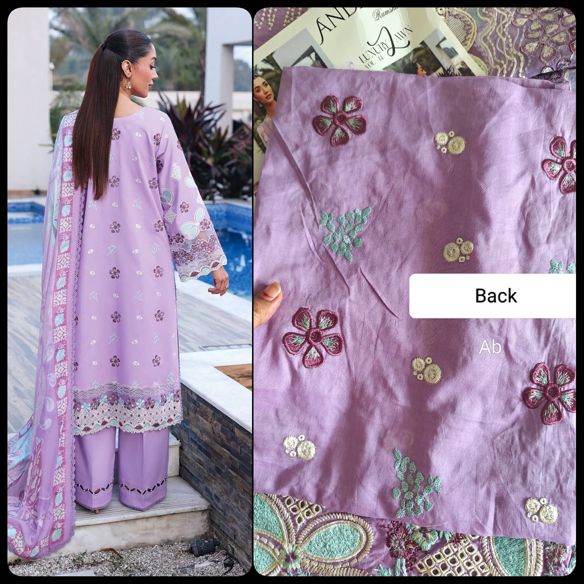 Sale‼️Open Pic/Ramsha Andaz Lawn 26/Z1407/Silk Dupatta