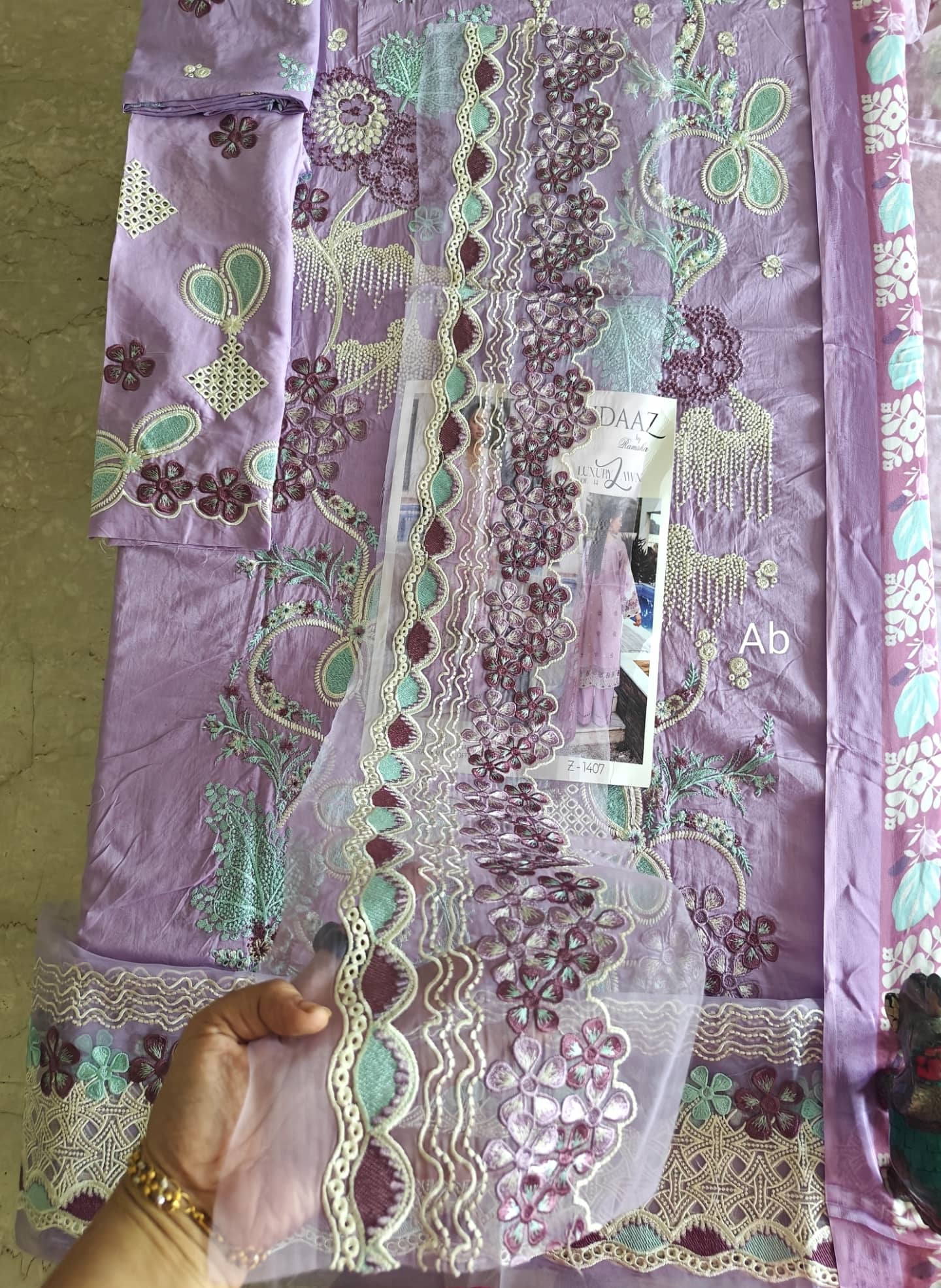 Sale ‼️Open Pic/Ramsha Andaz Lawn 26/Z1407/Silk Dupatta