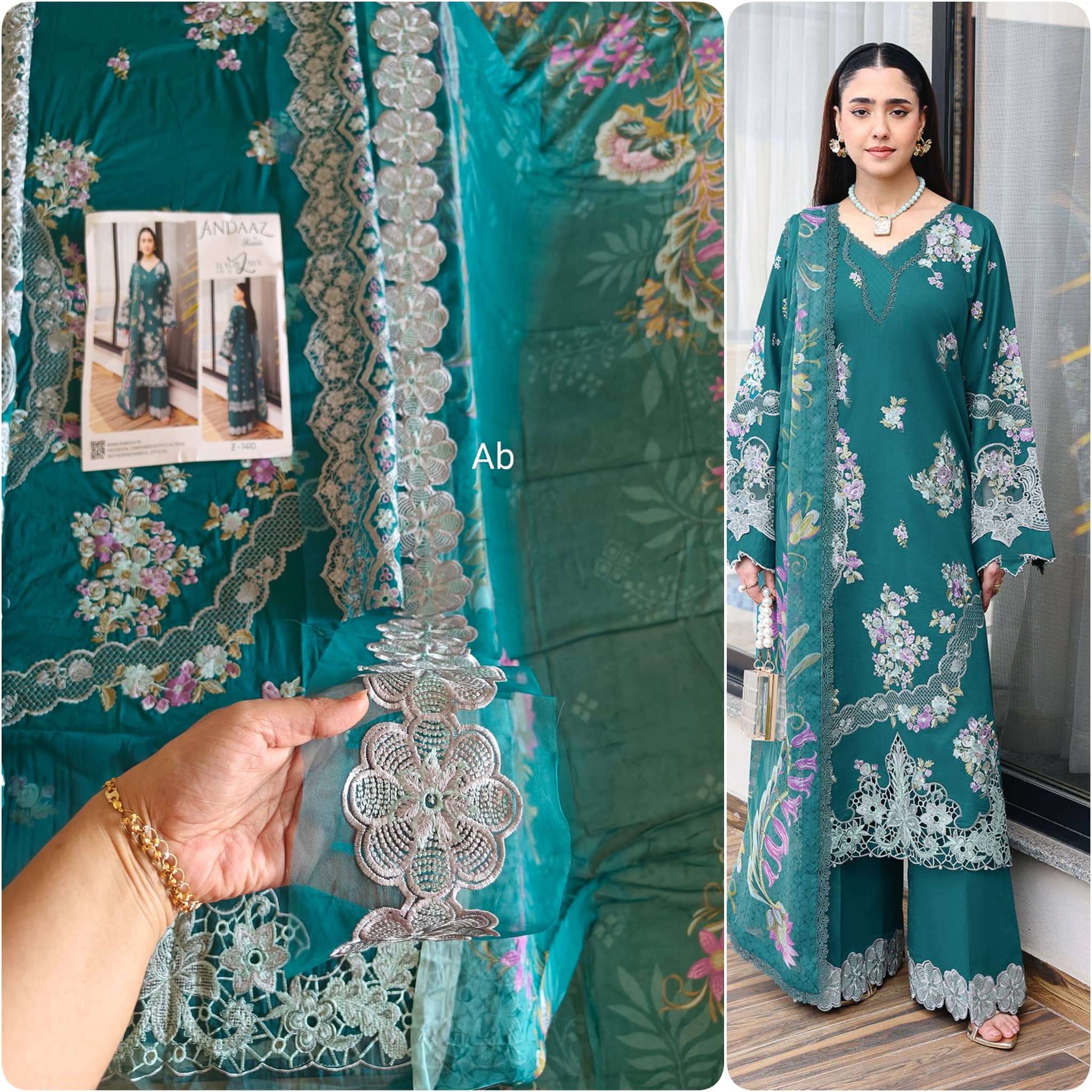 Sale‼️Open Pic/Ramsha Andaz Lawn 26/ Z1410/Chiffon Dupatta