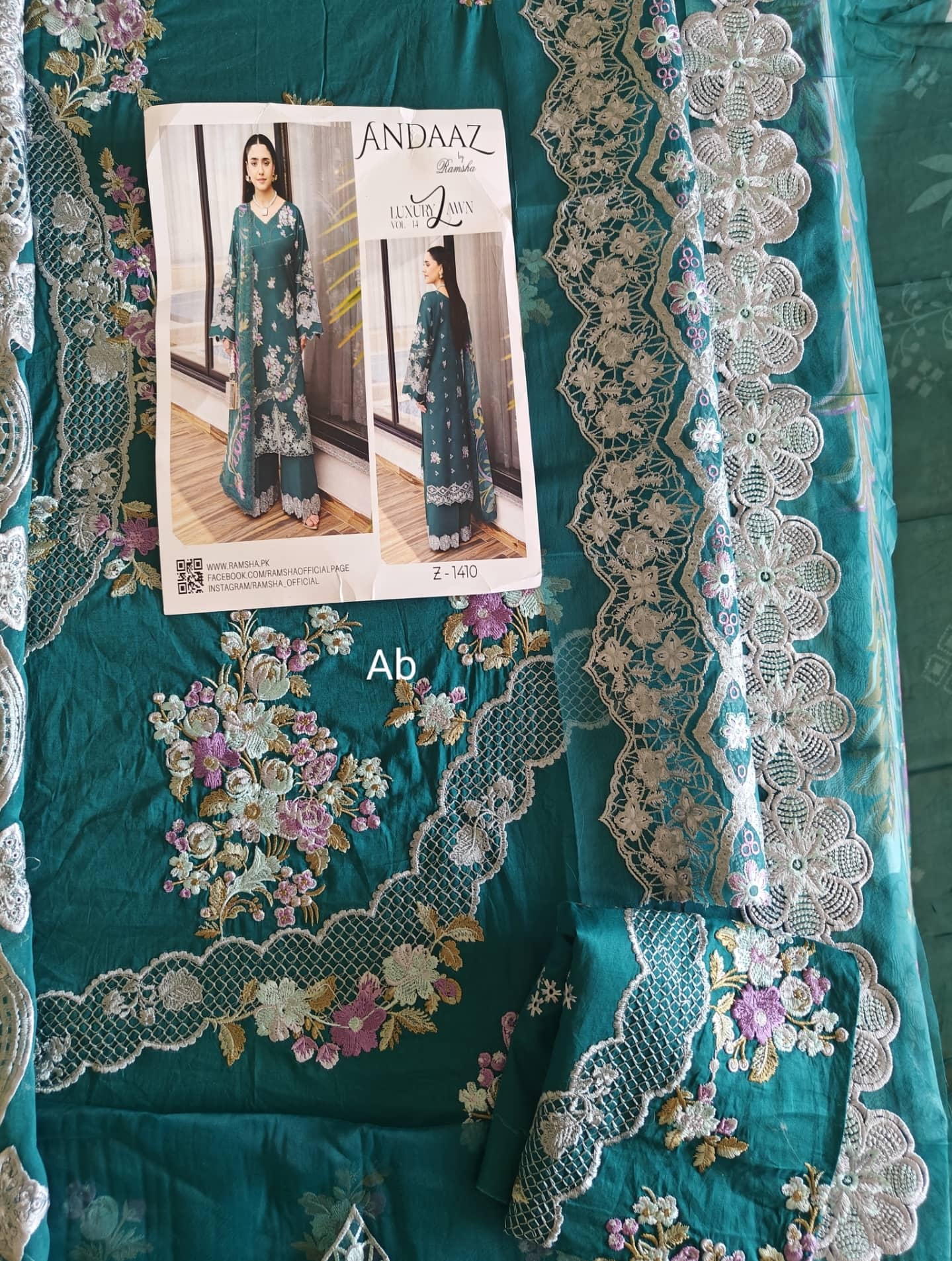 Sale‼️Open Pic/Ramsha Andaz Lawn 26/ Z1410/Chiffon Dupatta