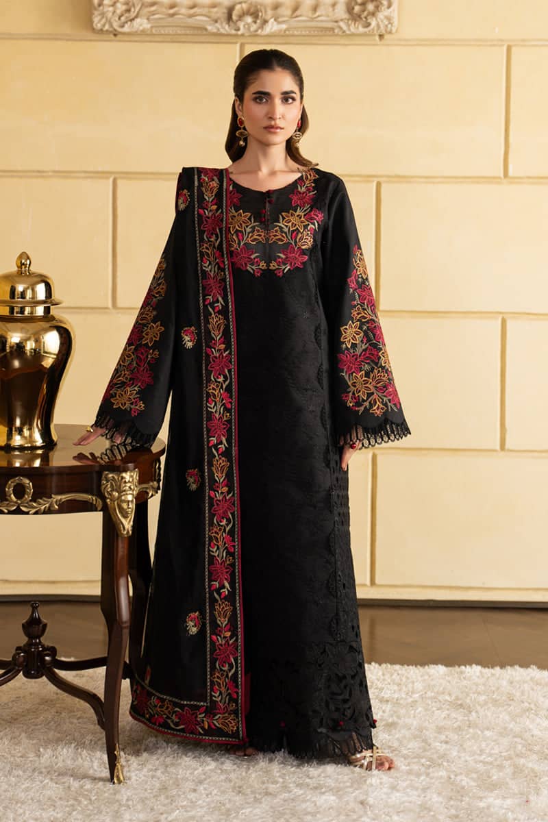 Rang Rasiya Carnation Lawn 26/Ezra/Graphie Black/Embroideried Dupatta