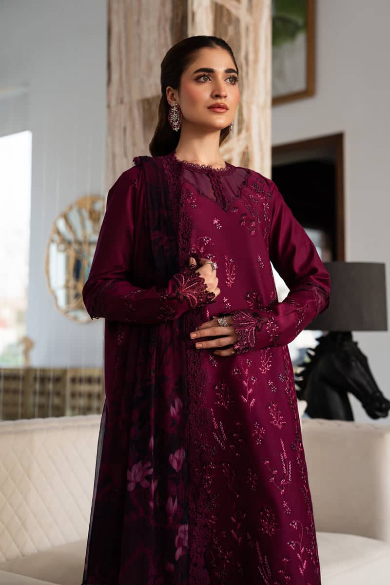 Rang Rasiya Carnation Lawn 26/Nora/Burgundy/Chiffon Dupatta