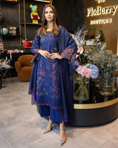 Rang Rasiya Carnation Lawn/Aqua/Navy Blue