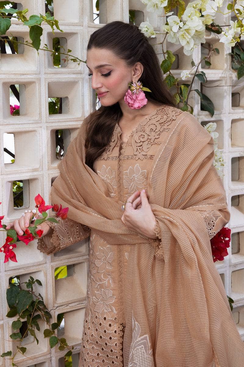 Restocked/Rang Rasiya Carnation Lawn 25/Vol 2/13/Kaia/Beige/Karandi Dupatta