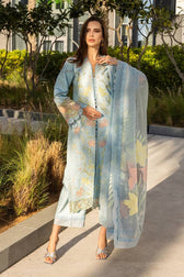 Rang Rasiya Carnation Lawn Pakistani Suits Restocked/Rang Rasiya Carnation Lawn/Ocean/Sky Blue
