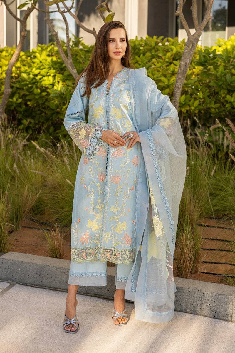 Rang Rasiya Carnation Lawn Pakistani Suits Restocked/Rang Rasiya Carnation Lawn/Ocean/Sky Blue