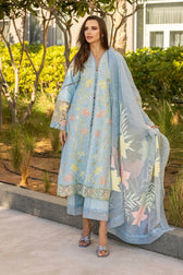 Rang Rasiya Carnation Lawn Pakistani Suits Restocked/Rang Rasiya Carnation Lawn/Ocean/Sky Blue