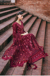 Mahnur Amelia Luxury Winter 26/Wool Shawl/Corduroy/Deep Crimson/AM 11