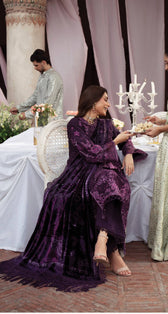 Mahnur Amelia Luxury Winter 26/Velvet Palachi Shawl/Corduroy Rich Plum/AM 10