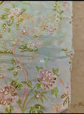 Open Pic/Rang Rasiya Luxe Silk/Hand Work/Feryal/Ocean Mist
