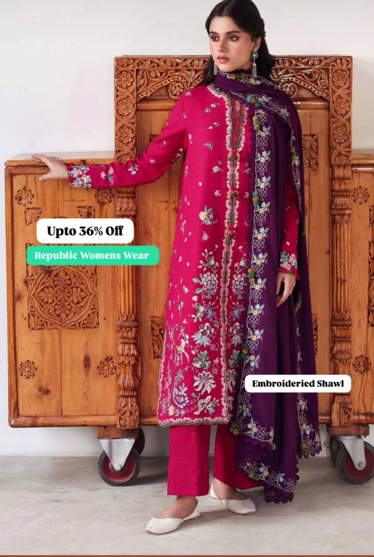 Open Pic/Republic Womens Wear Amaris/Winter/Elaria/Multi/Khaddar