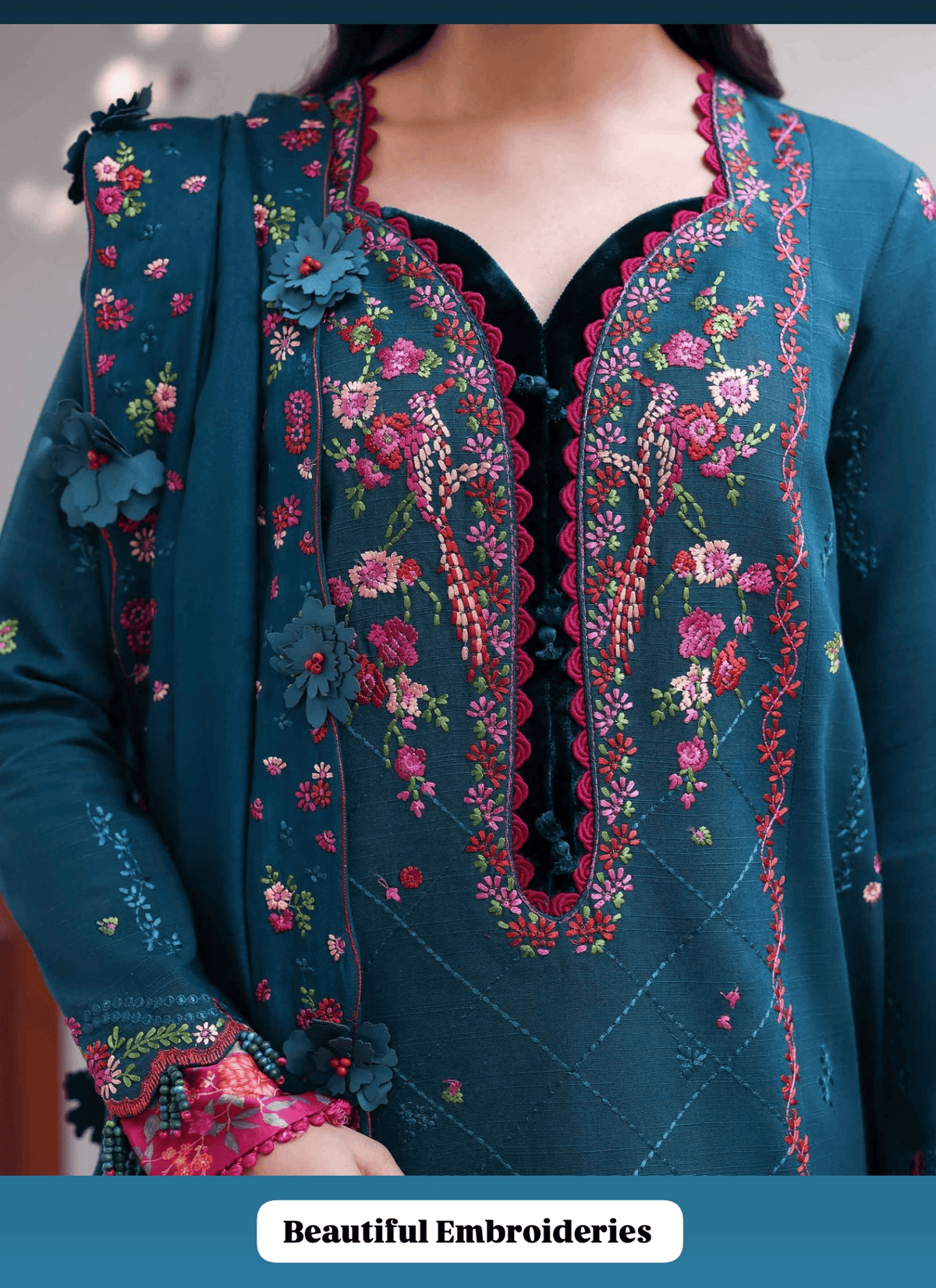 Open Pic/Republic Womens Wear Amaris/Winter/Teal/Khaddar