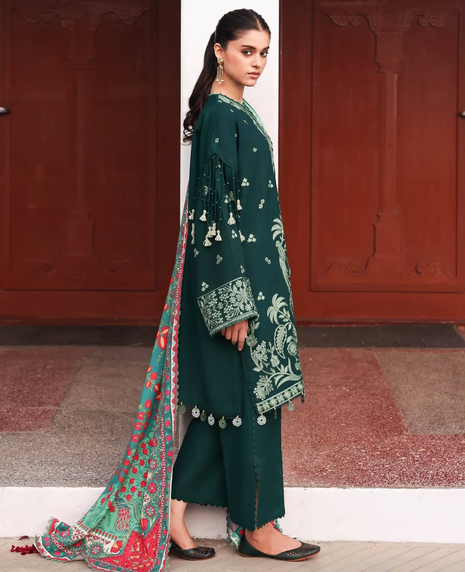 Republic Womens wear Winter Pakistani Suit Republic Womens Wear Amaris/Winter/Celeste/Emerald Green/Khaddar