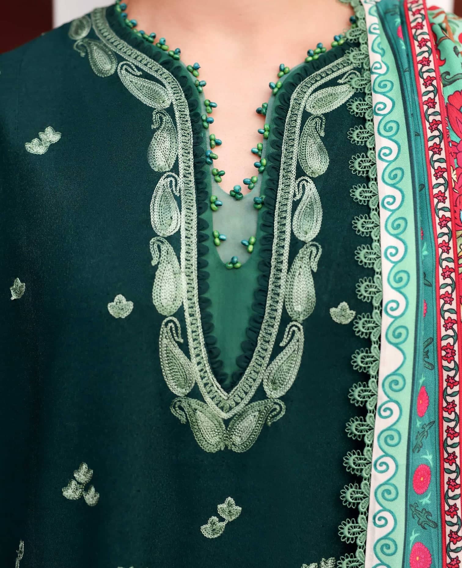 Republic Womens wear Winter Pakistani Suit Republic Womens Wear Amaris/Winter/Celeste/Emerald Green/Khaddar