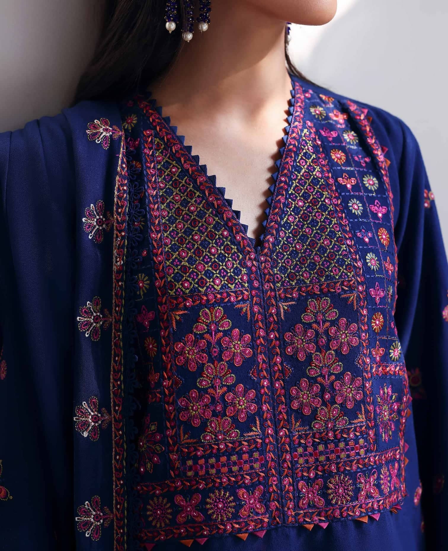 Republic Womens wear Winter Pakistani Suit Republic Womens Wear Amaris/Winter/Maris/Blue/Karandi
