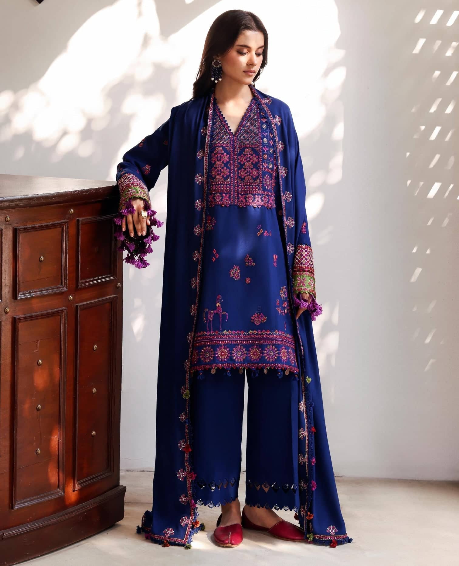 Republic Womens wear Winter Pakistani Suit Republic Womens Wear Amaris/Winter/Maris/Blue/Karandi
