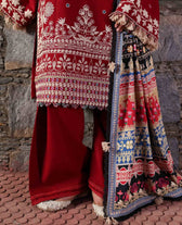 Republic Womens wear Winter Pakistani Suit Republic Womens Wear Amaris/Winter/Orlena/Deep Red/Khaddar
