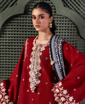 Republic Womens wear Winter Pakistani Suit Republic Womens Wear Amaris/Winter/Orlena/Deep Red/Khaddar