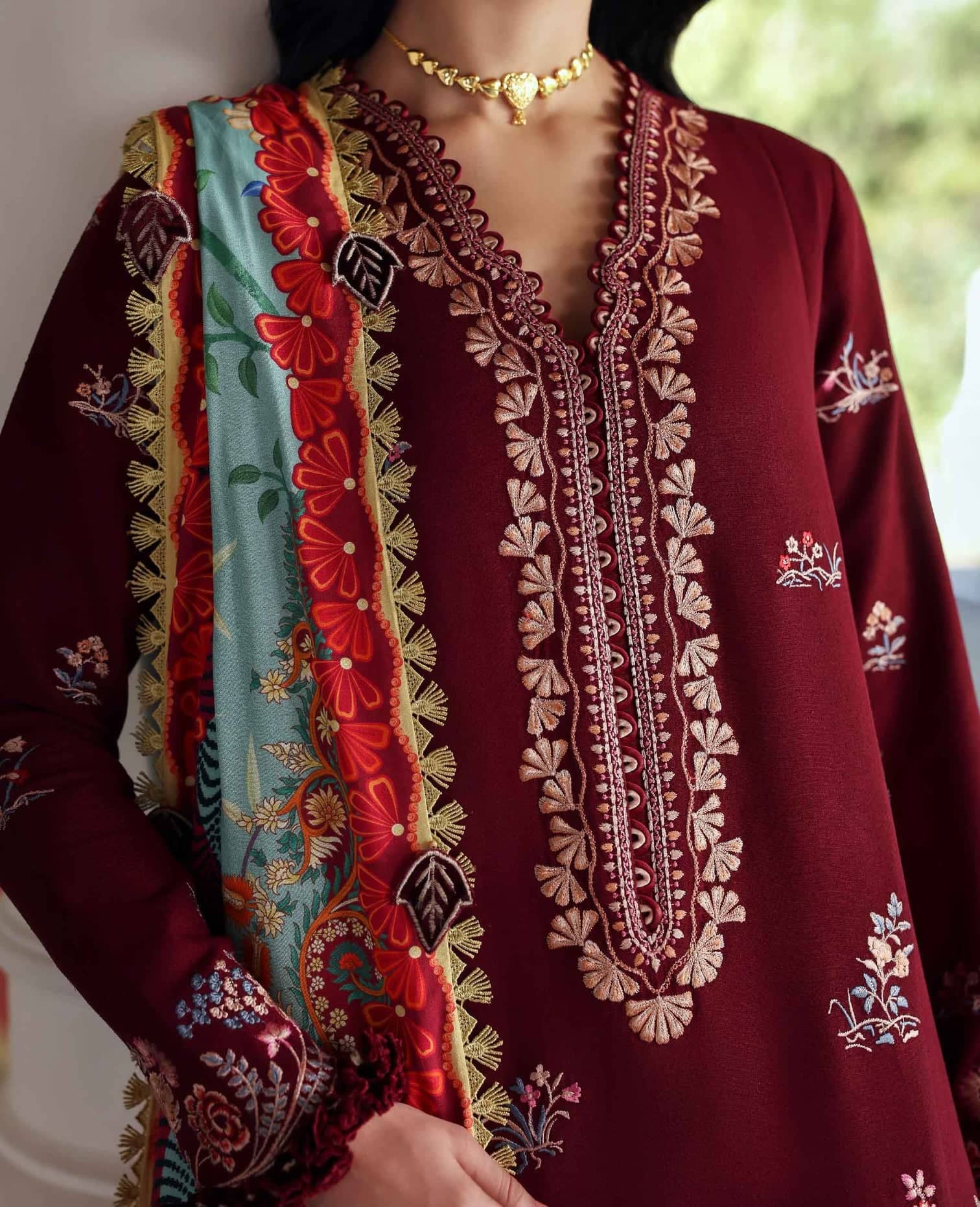 Republic Womens wear Winter Pakistani Suit Republic Womens Wear Amaris/Winter/Sienna/Oxblood/Karandi
