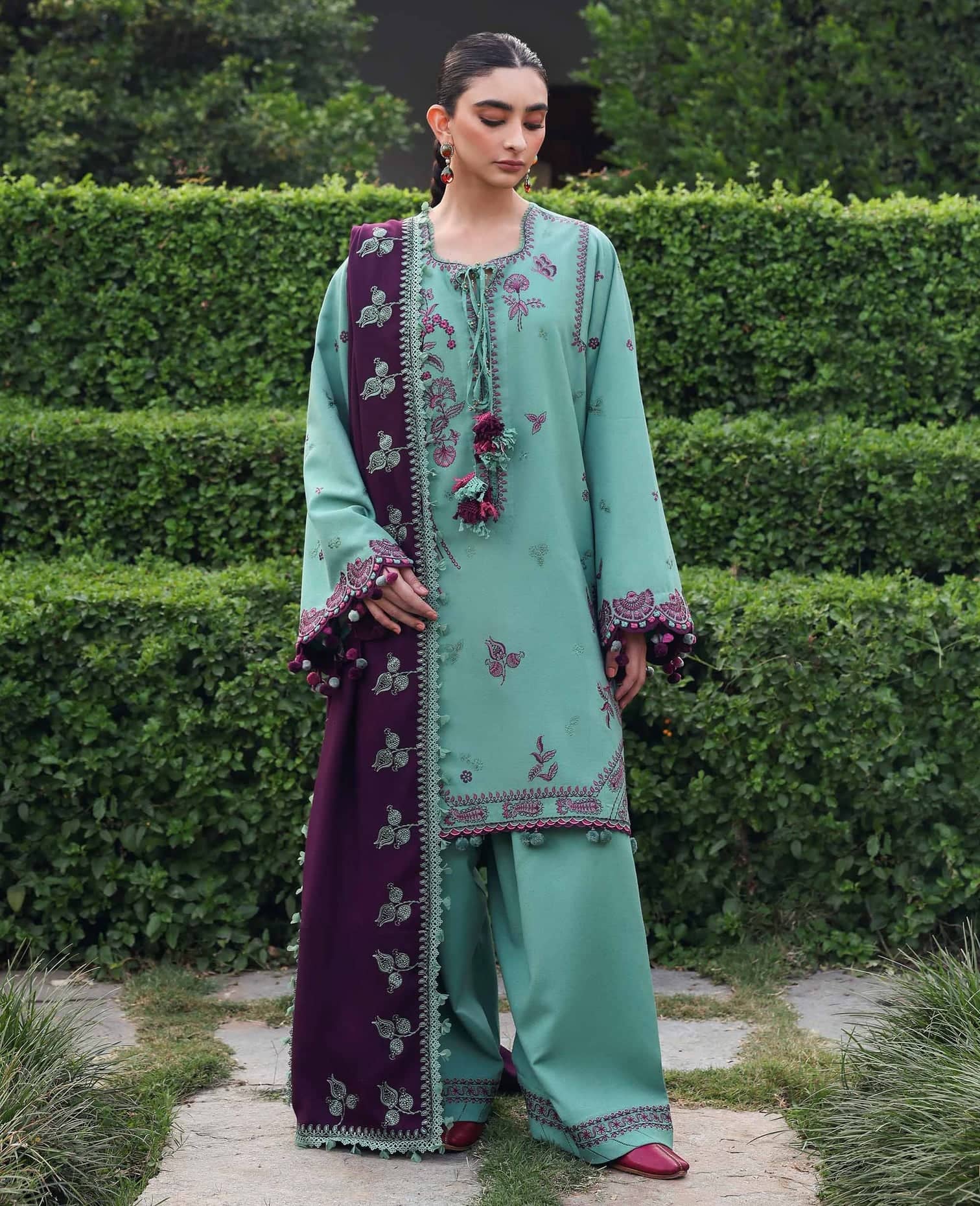 Republic Womens wear Winter Pakistani Suit Republic Womens Wear Amaris/Winter/Virella/Mint Green/Karandi