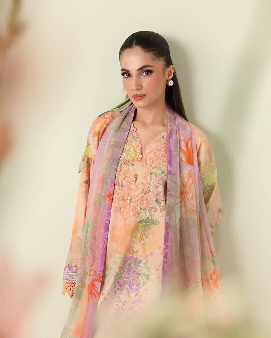 Roheenaz Rosette Lawn/Sunlit Fern/Chiffon Dupatta