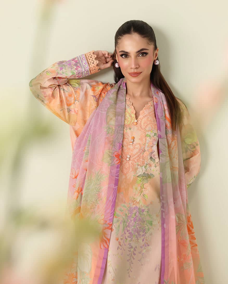 Roheenaz Rosette Lawn/Sunlit Fern/Chiffon Dupatta