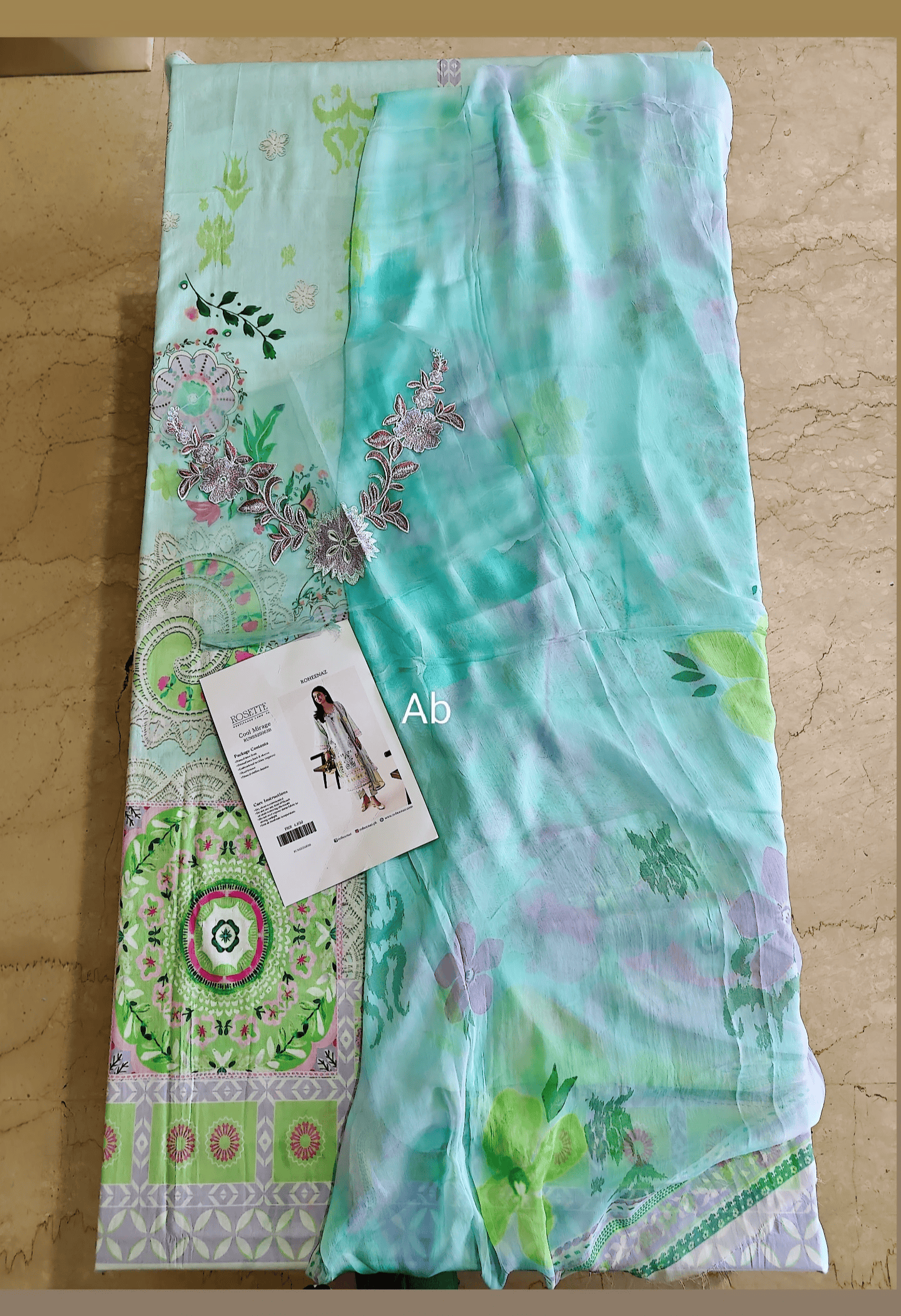 Open Pic/Roheenaz Rosette Lawn/Morning Dew/Chiffon Dupatta