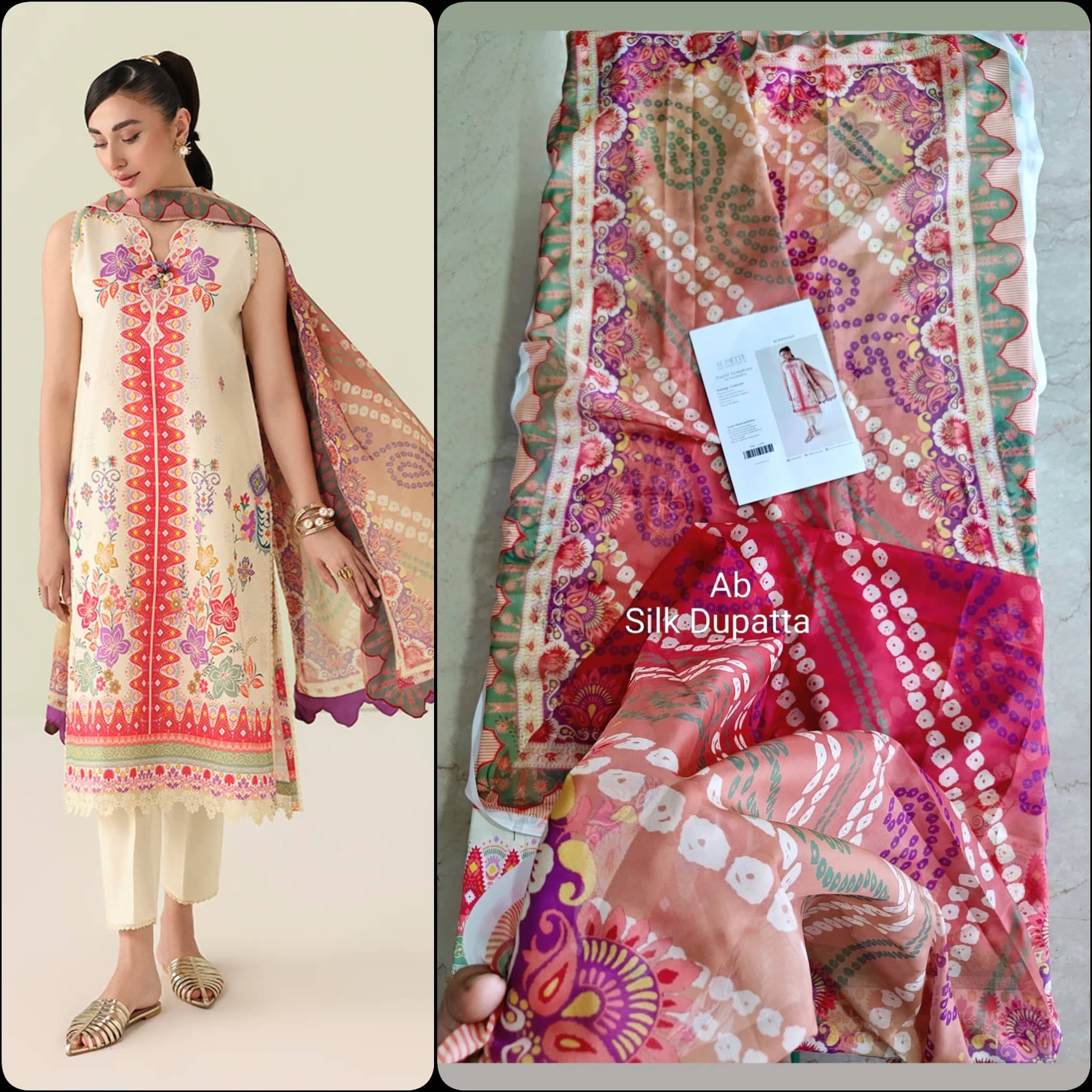Open Pic/Roheenaz Rosette Lawn/Pastel Symphony/Silk Dupatta