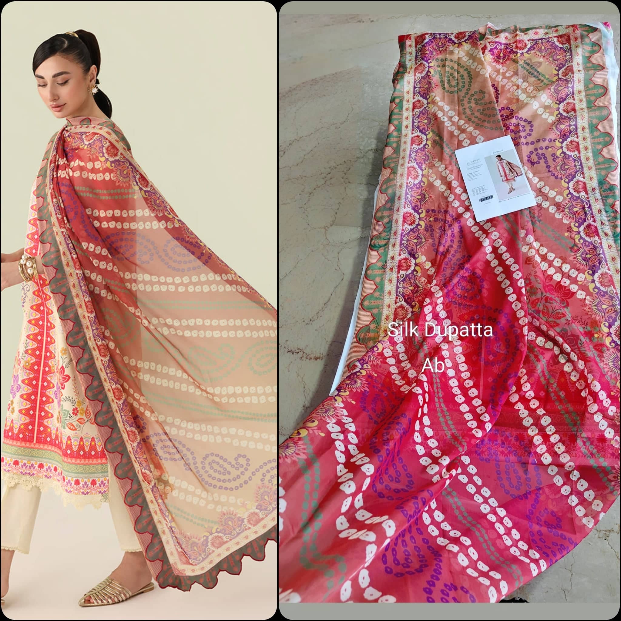 Open Pic/Roheenaz Rosette Lawn/Pastel Symphony/Silk Dupatta
