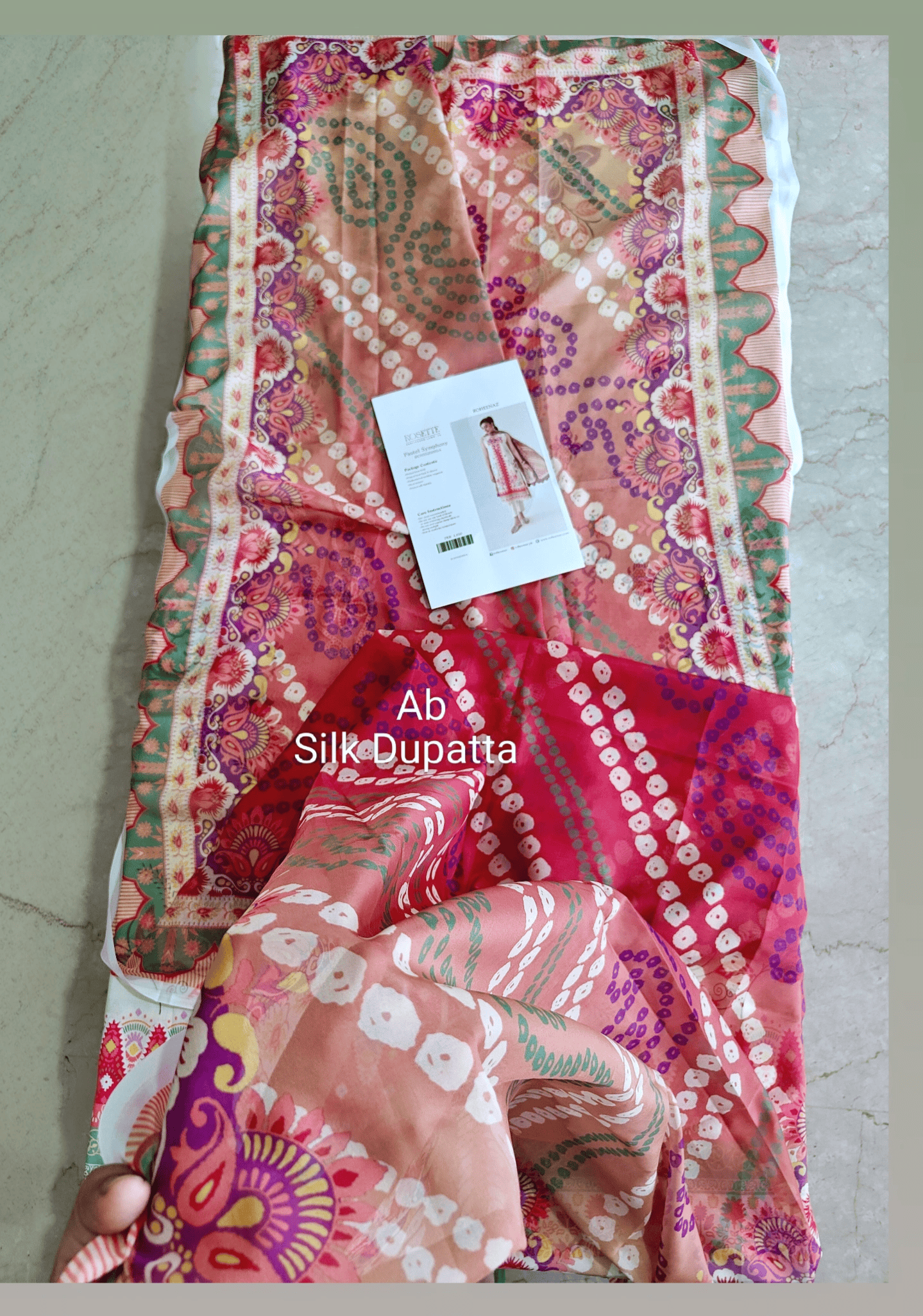 Open Pic/Roheenaz Rosette Lawn/Pastel Symphony/Silk DupattaDew/Chiffon Dupatta