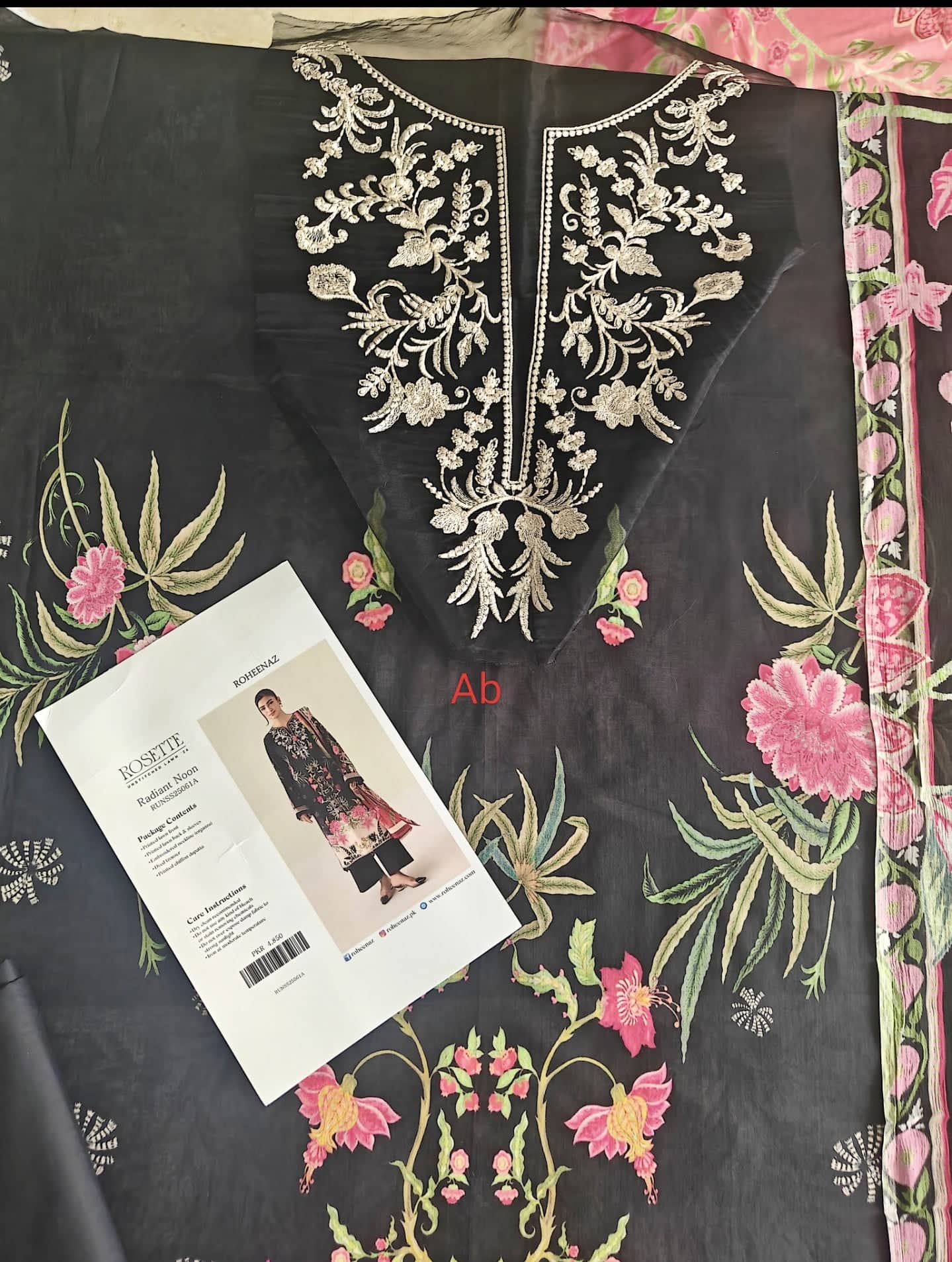 Open Pic/Roheenaz Rosette Lawn/Radiant Noon/Chiffon Dupatta