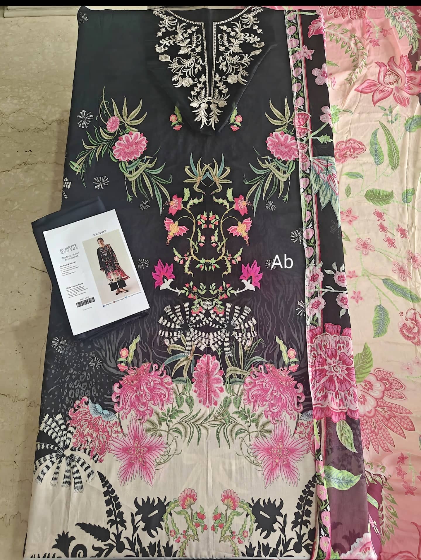 Open Pic/Roheenaz Rosette Lawn/Radiant Noon/Chiffon Dupatta