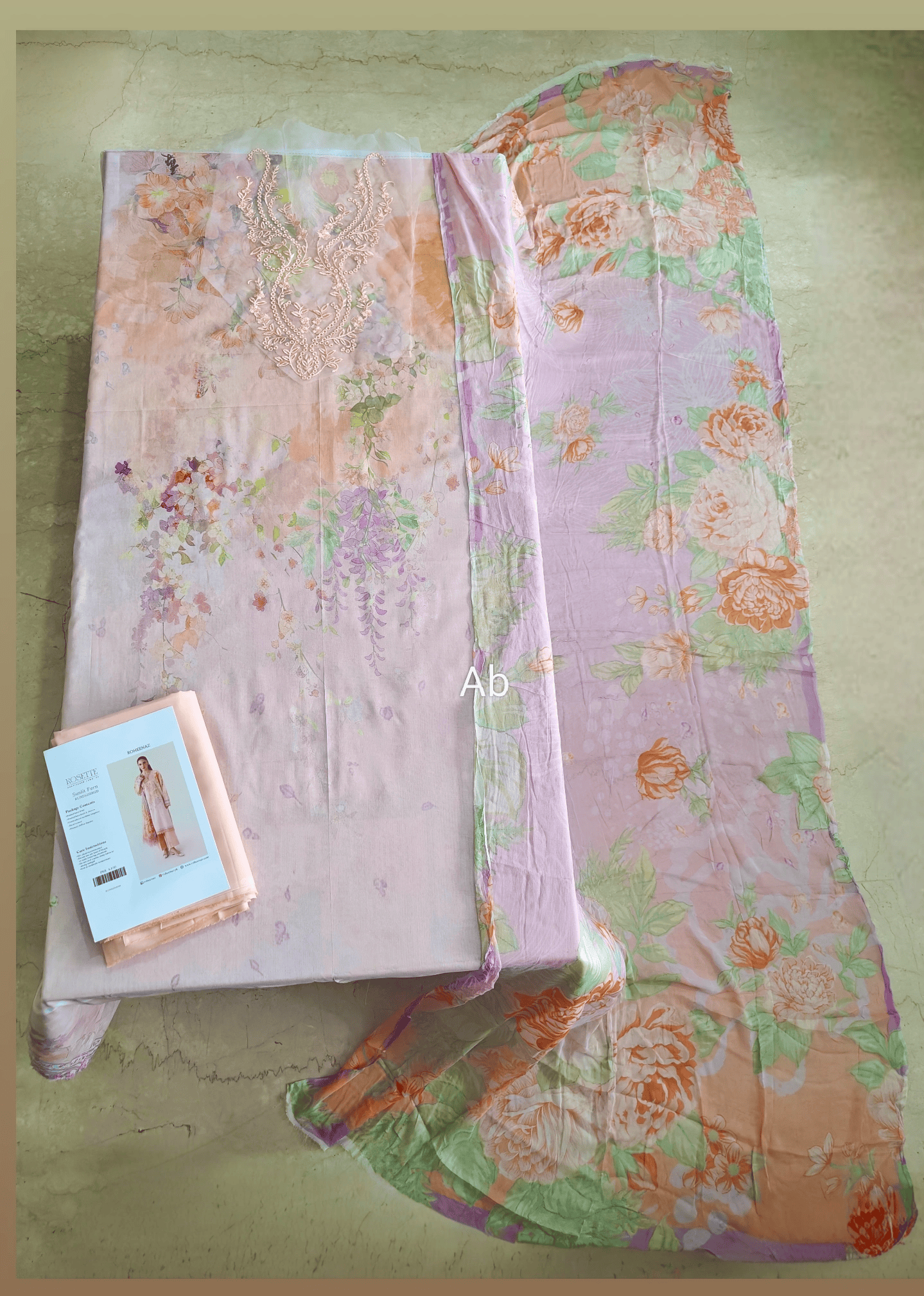 Open Pic/Roheenaz Rosette Lawn/Sunlit Fern/Chiffon Dupatta