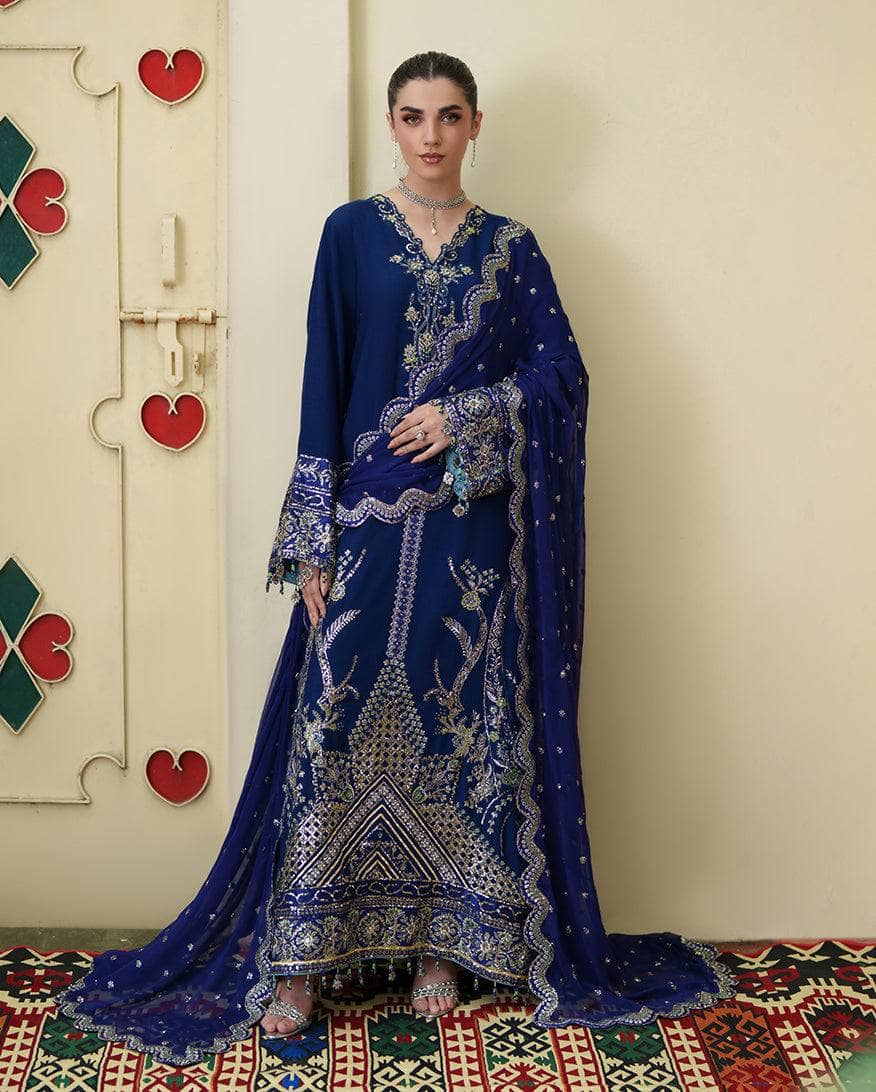 Roheenaz Mah E Noor Silk/Husn Ara/Electric Blue