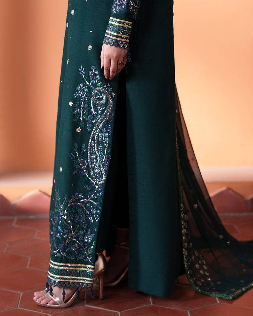Roheenaz Mah E Noor Silk/Nayyara/Bottle Green