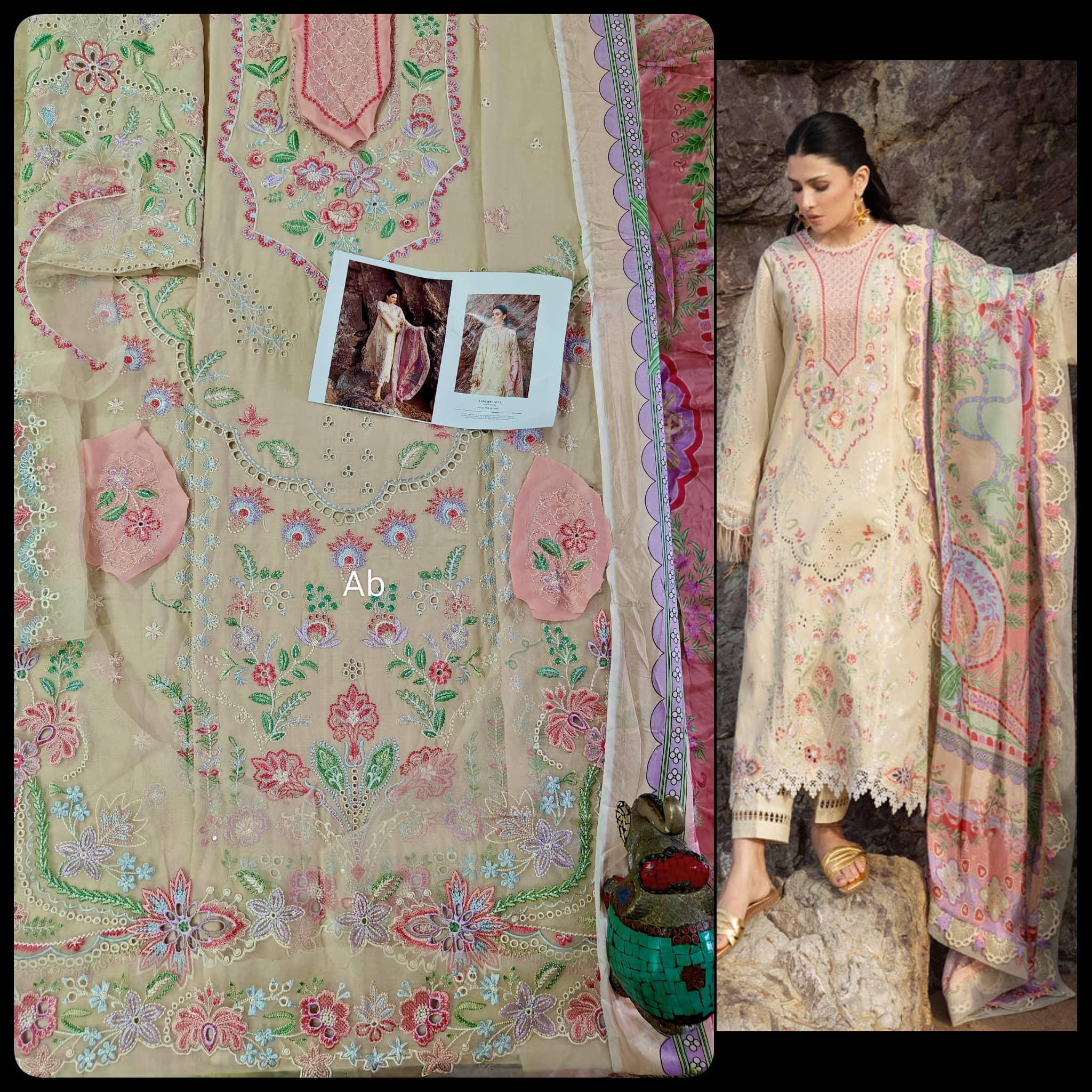 Open Pic/Sadaf Fawad Khan Siraa Lawn 26/Sunehri