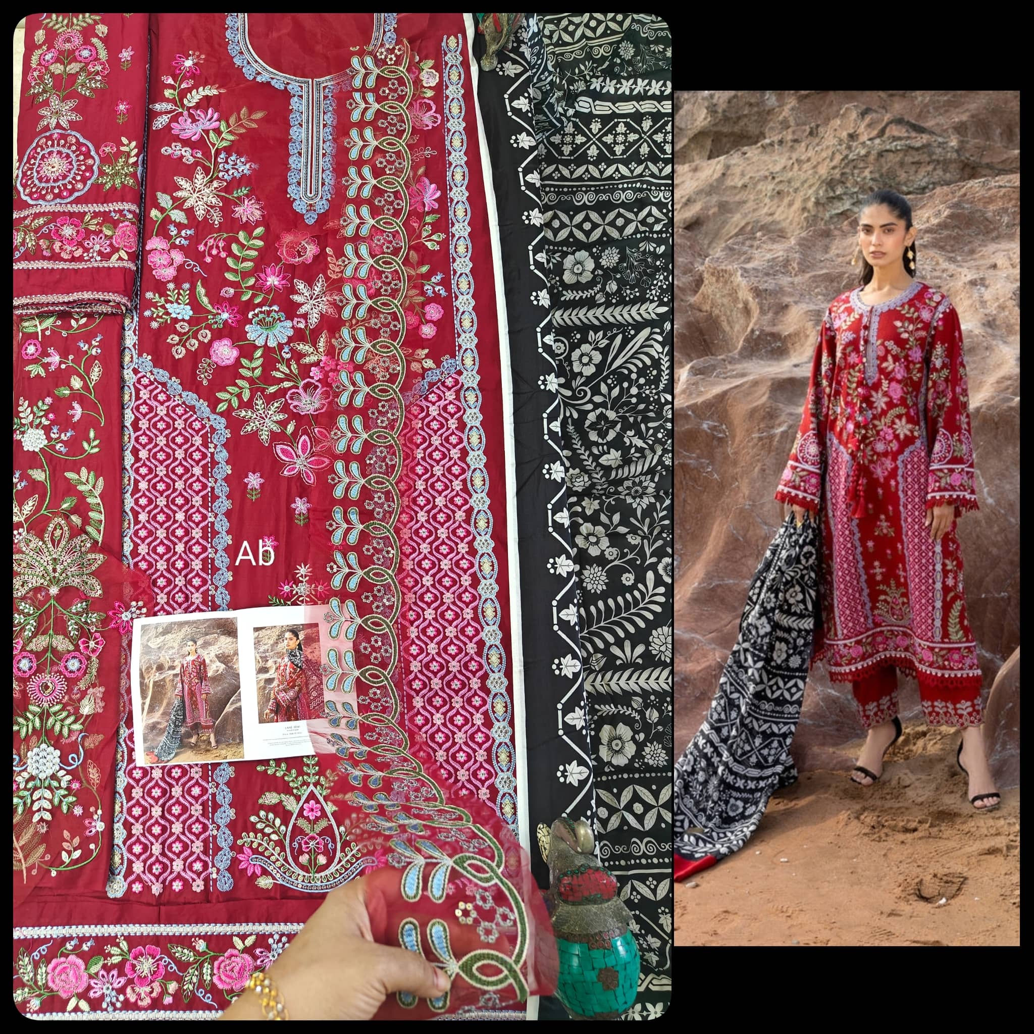 Sale‼️Open Pic/Sadaf Fawad Khan Siraa Lawn/Laal 26/Laal (Copy)