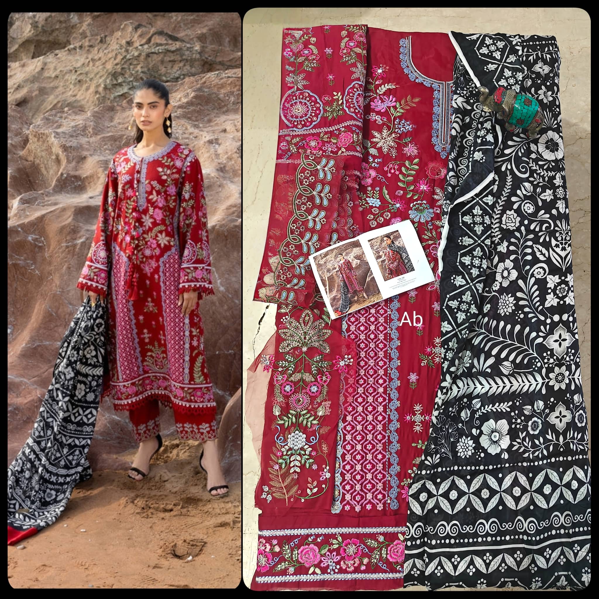 Sale‼️Open Pic/Sadaf Fawad Khan Siraa Lawn/Laal 26/Laal (Copy)