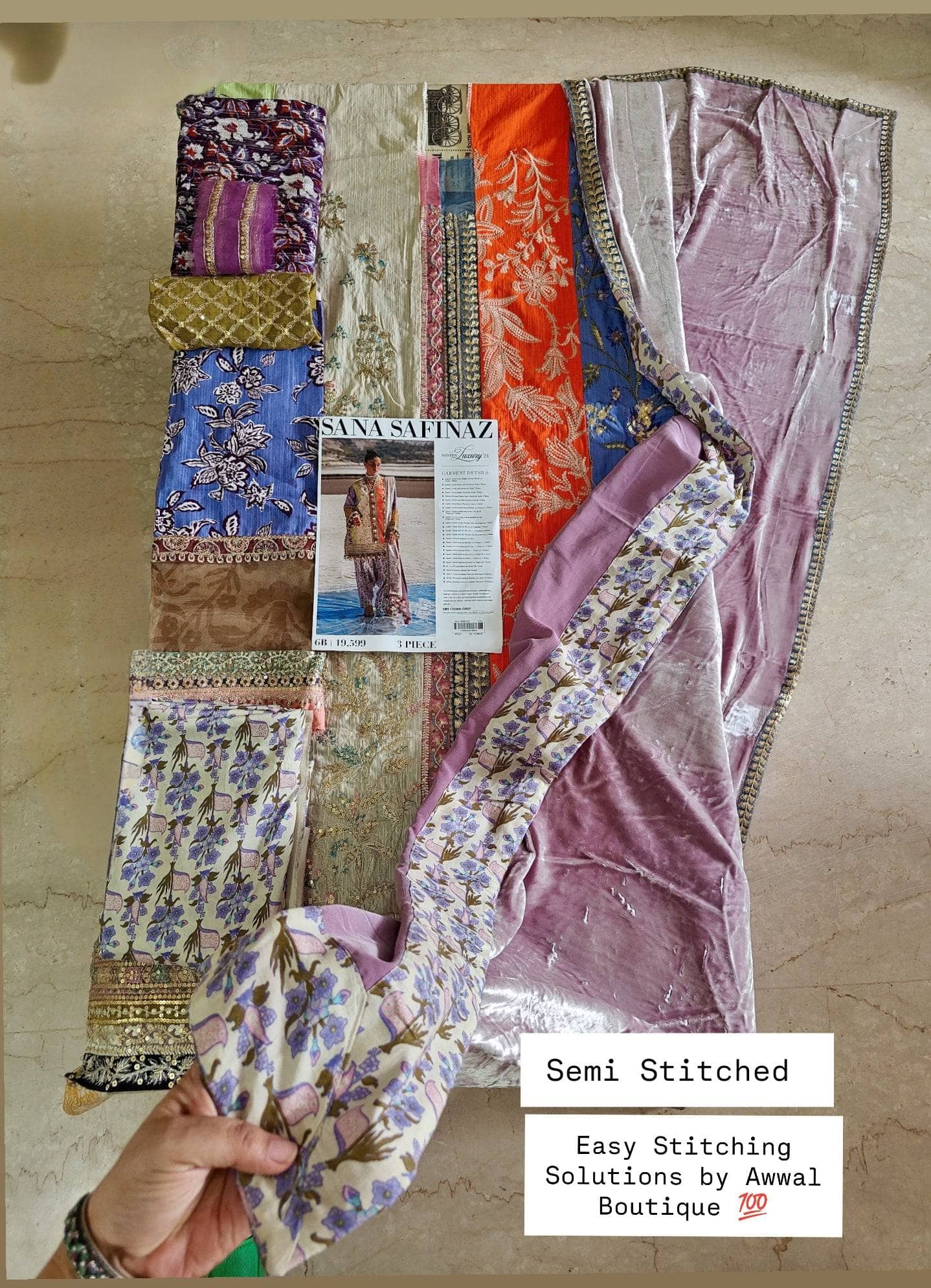 Semi Stitched/Sana Safinaz Winter/Velvet Shawl/6 B