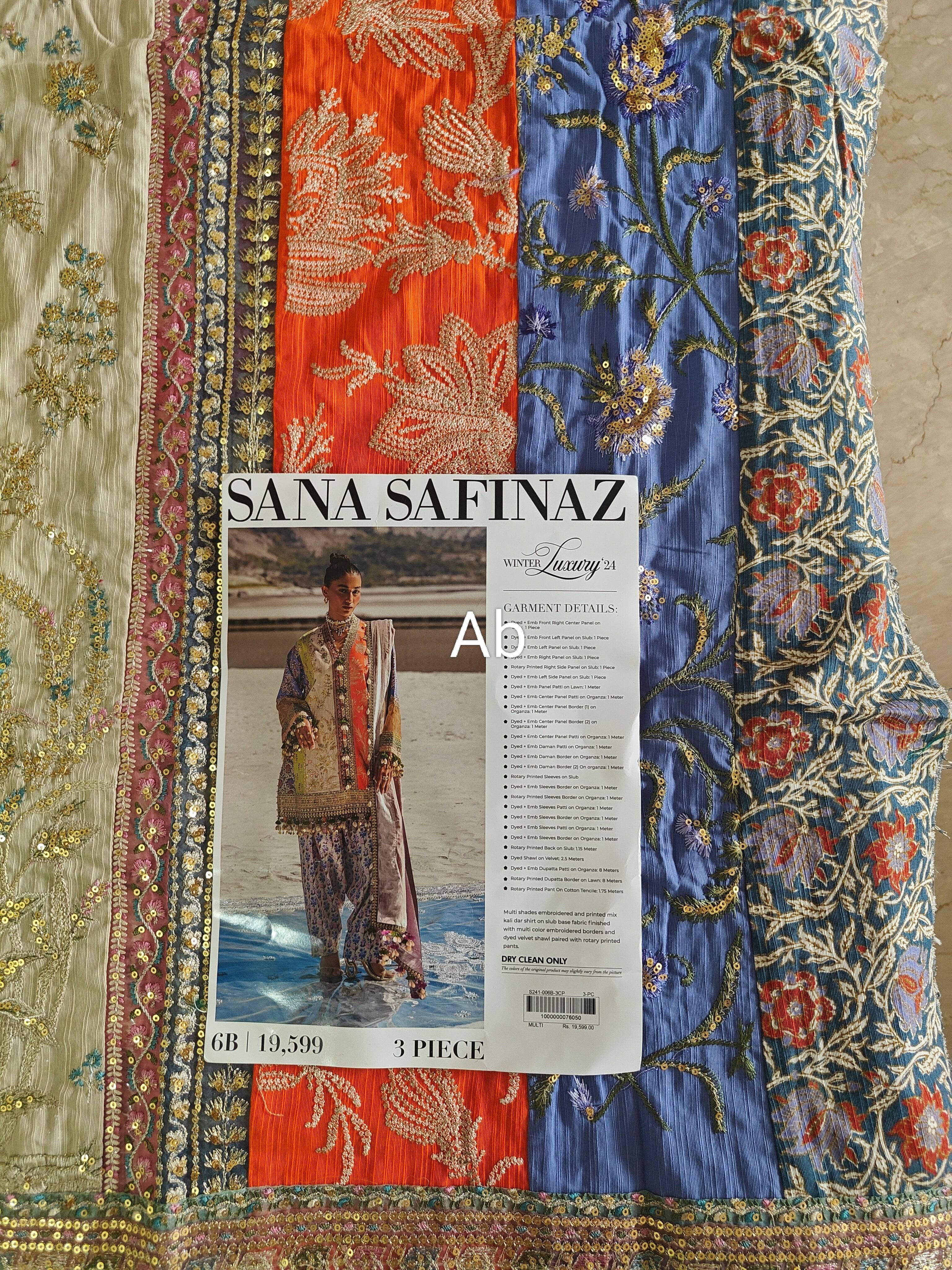 Semi Stitched/Sana Safinaz Winter/Velvet Shawl/6 B