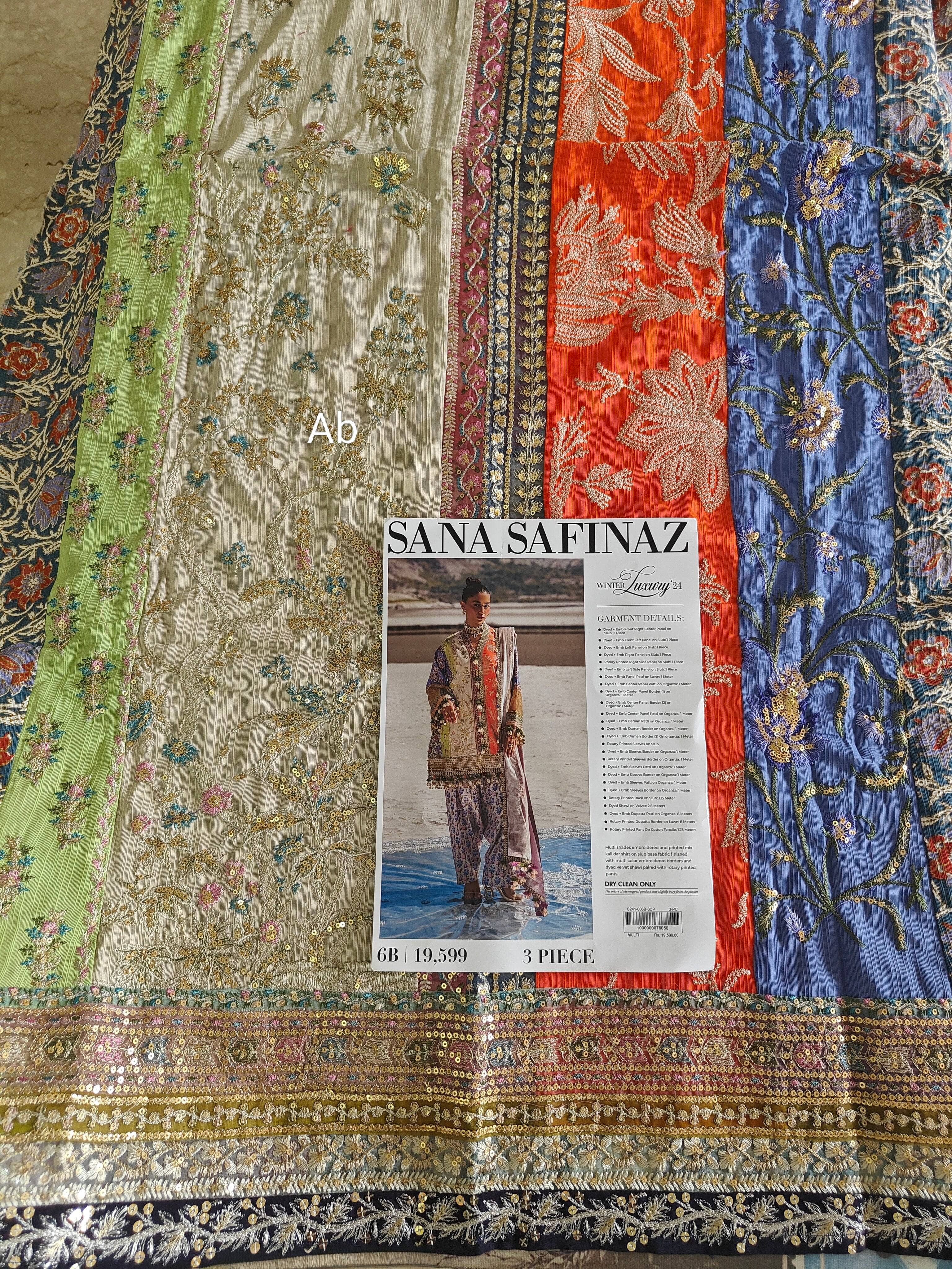 Semi Stitched/Sana Safinaz Winter/Velvet Shawl/6 B